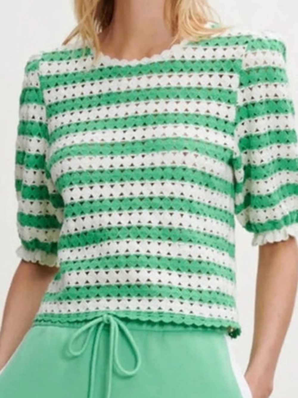 Maje knit top
Pretty sleeves
Perfect for summer
Size 3